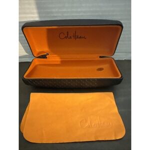 Cole Haan Brown Sunglasses Case Hard Hinged Designer Eyewear Holder Faux Leather